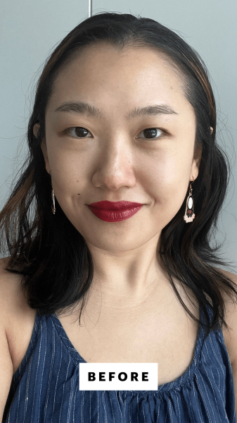 Sarah Han before applying the Chanel Les Beiges